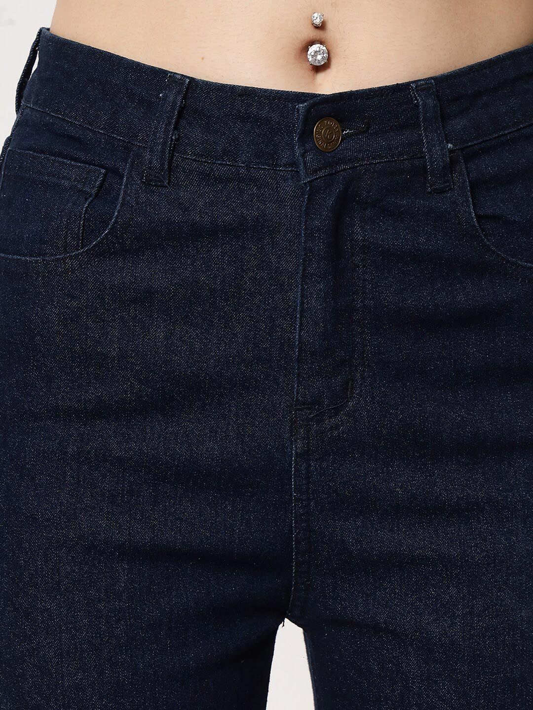 Kotty Women Navy Blue Jean Straight Fit Stretchable Jeans