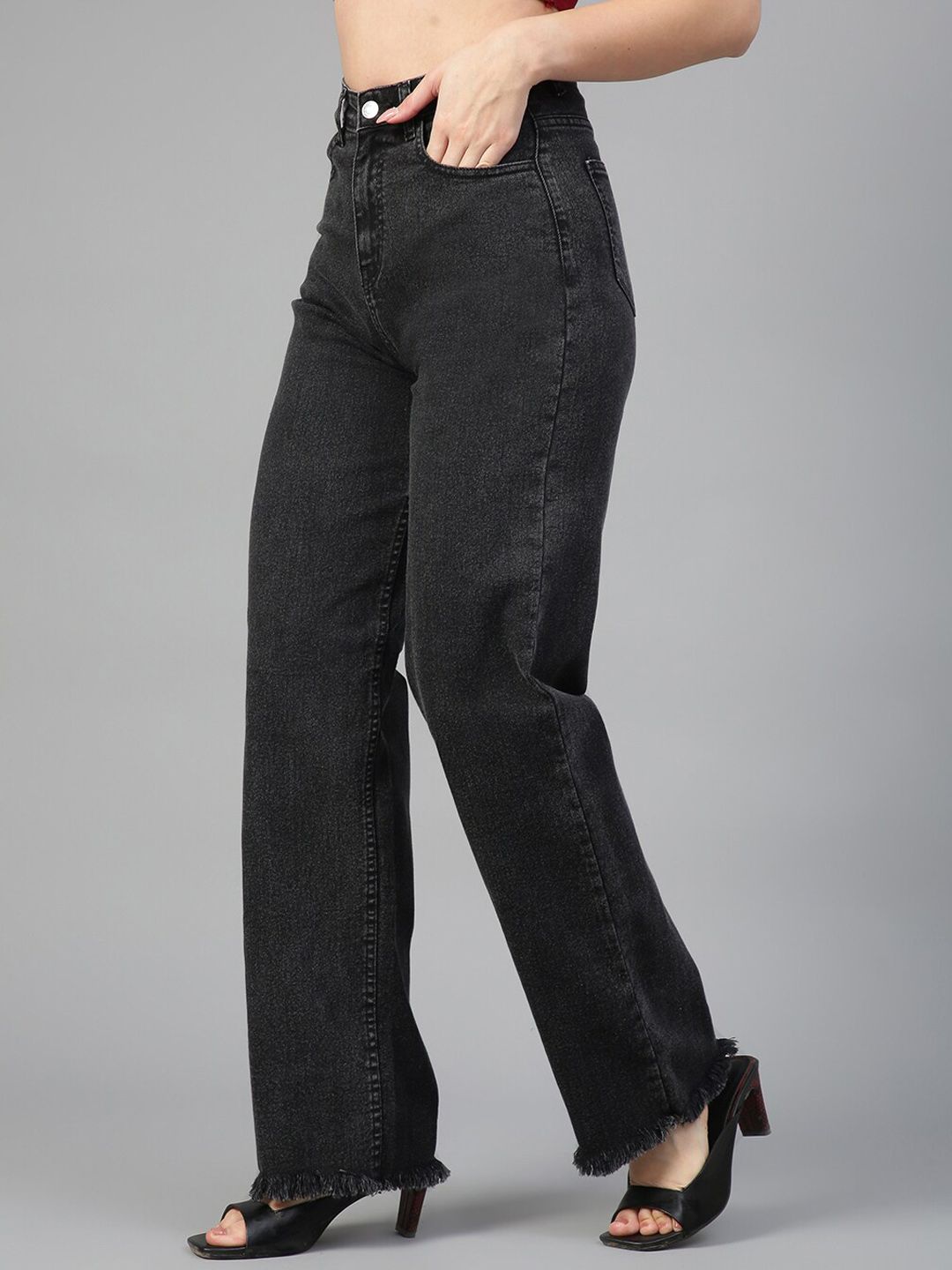 Kotty Women Jean Straight Fit High-Rise Light Fade Stretchable Jeans