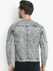 Kotty Men Charcoal Grey Solid Denim Jacket