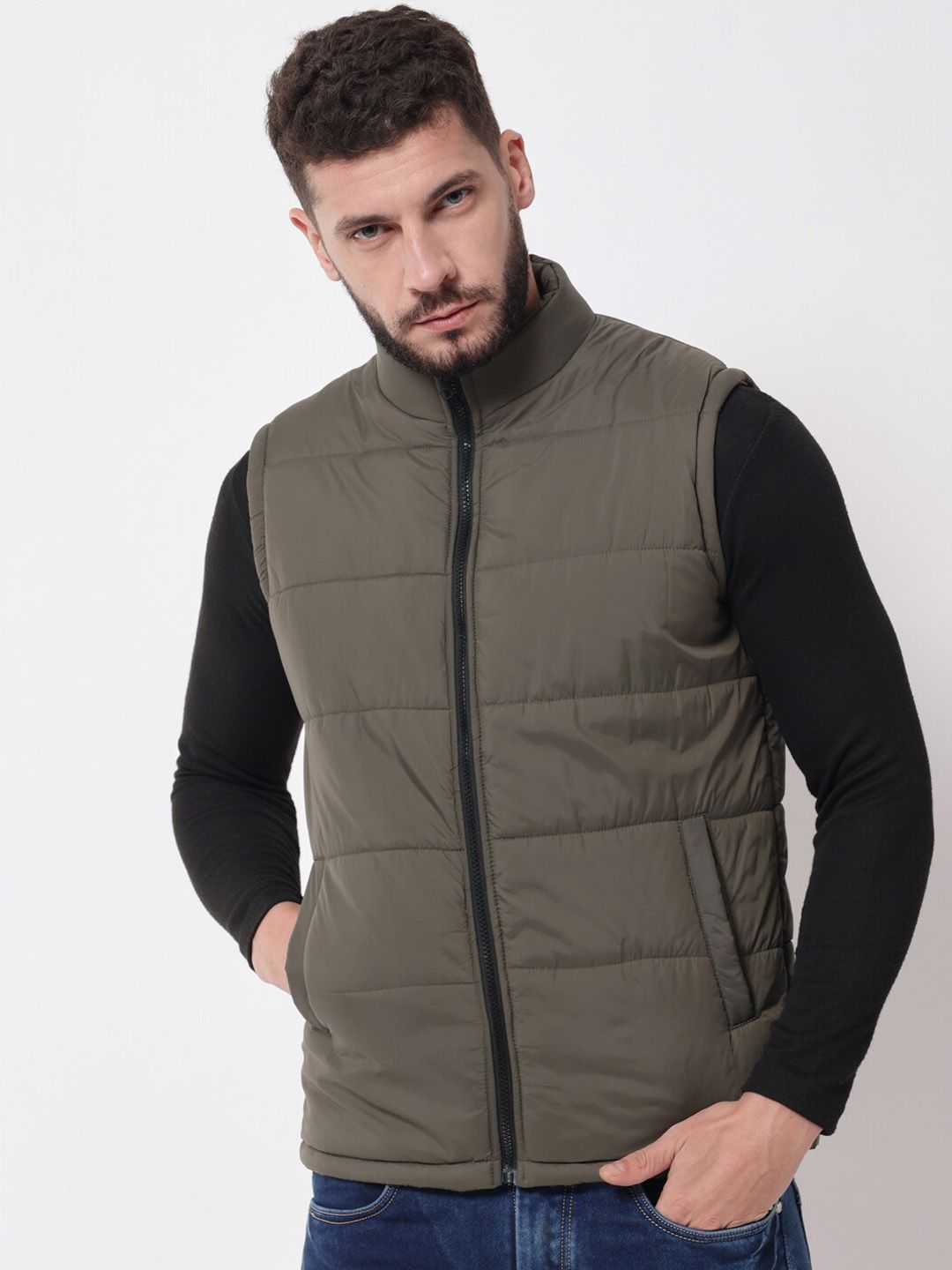 Kotty Men Olive Green Outdoor Puffer Jacket