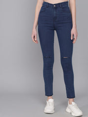 Kotty Women Blue Jean Skinny Fit High-Rise Low Distress Stretchable Jeans