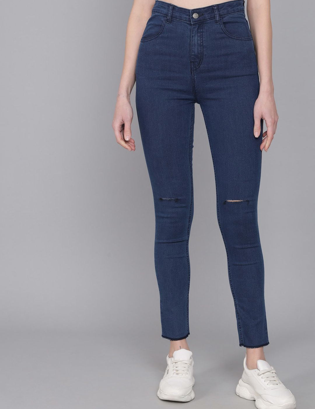 Kotty Women Blue Jean Skinny Fit High-Rise Low Distress Stretchable Jeans