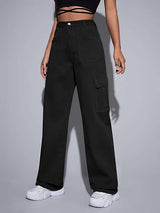 Kotty Women Black Jean Straight Fit High-Rise Slash Knee Stretchable Jeans