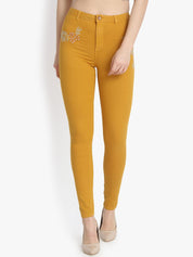 Kotty Women Yellow Skinny Fit High-Rise Clean Look Stretchable Jeans