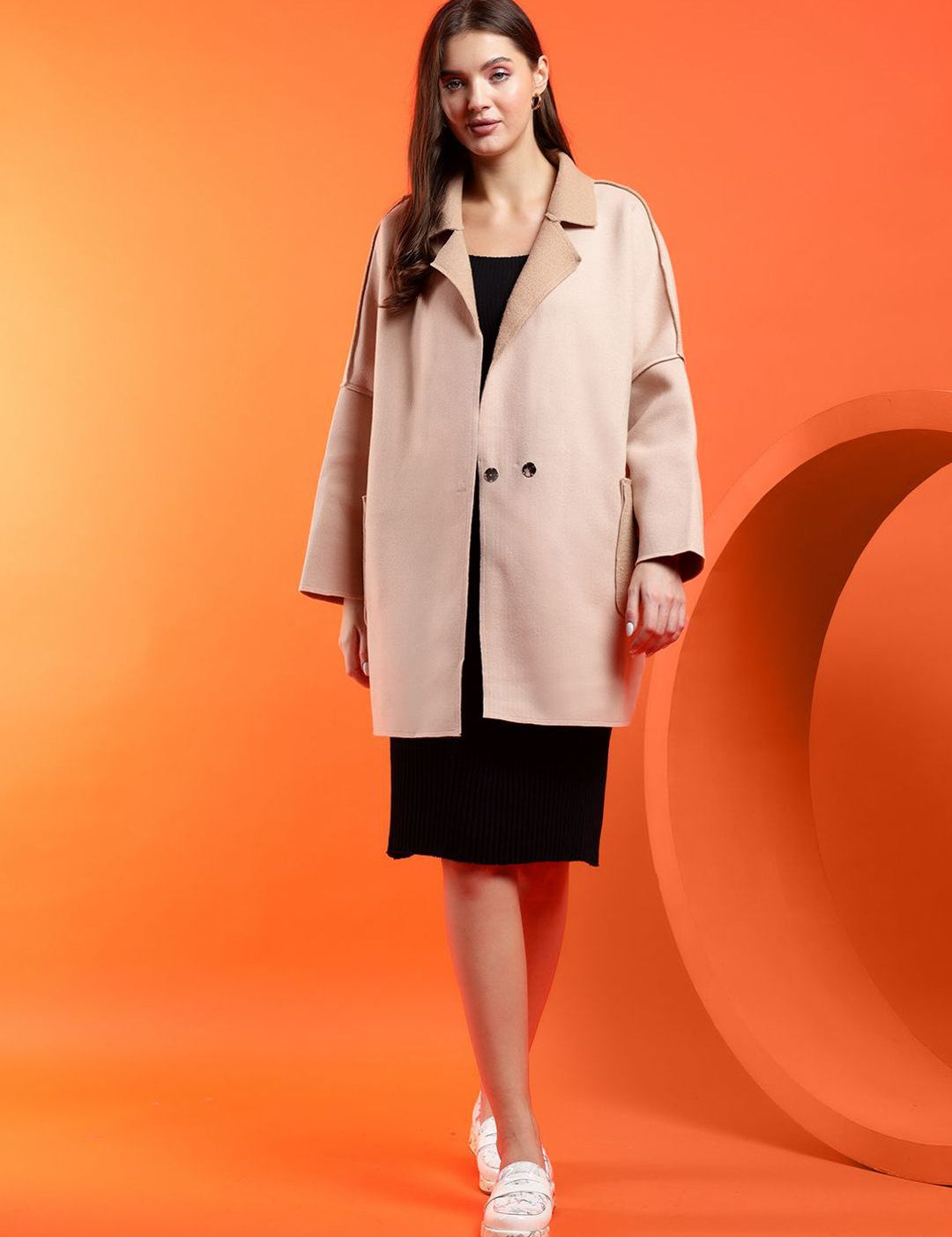 Kotty Women Notched Lapel Longline Overcoat