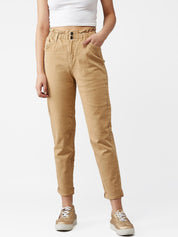 Kotty Women Beige Boyfriend Fit High-Rise Clean Look Jeans