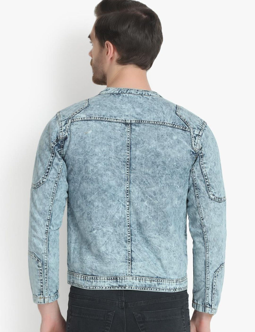 Kotty Men Blue Solid Denim Jacket