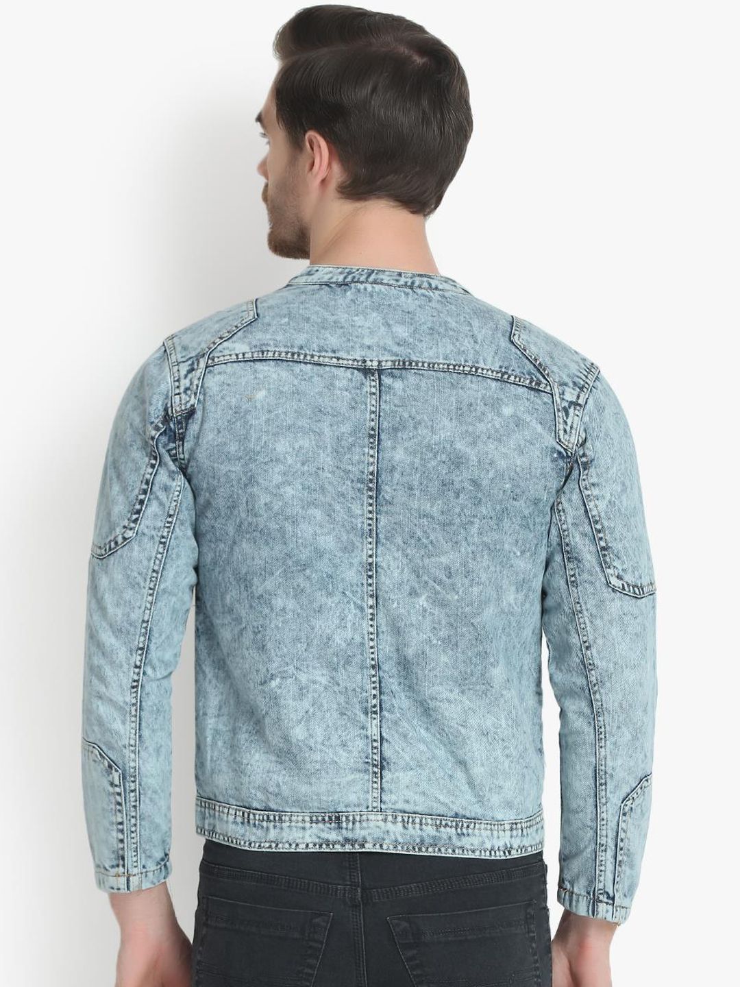 Kotty Men Blue Solid Denim Jacket
