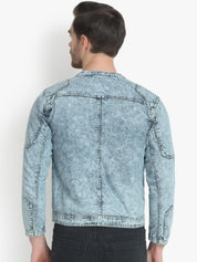 Kotty Men Blue Solid Denim Jacket