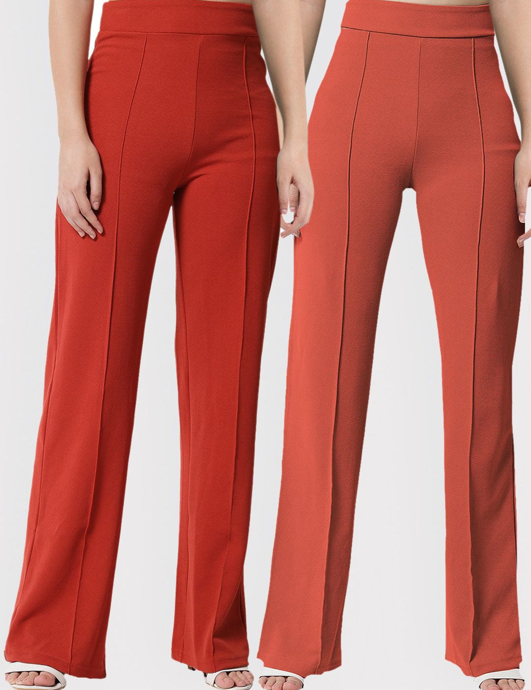 Kotty Women Pack Of 2 Relaxed Straight Leg Fit High-Rise Easy Wash Trousers