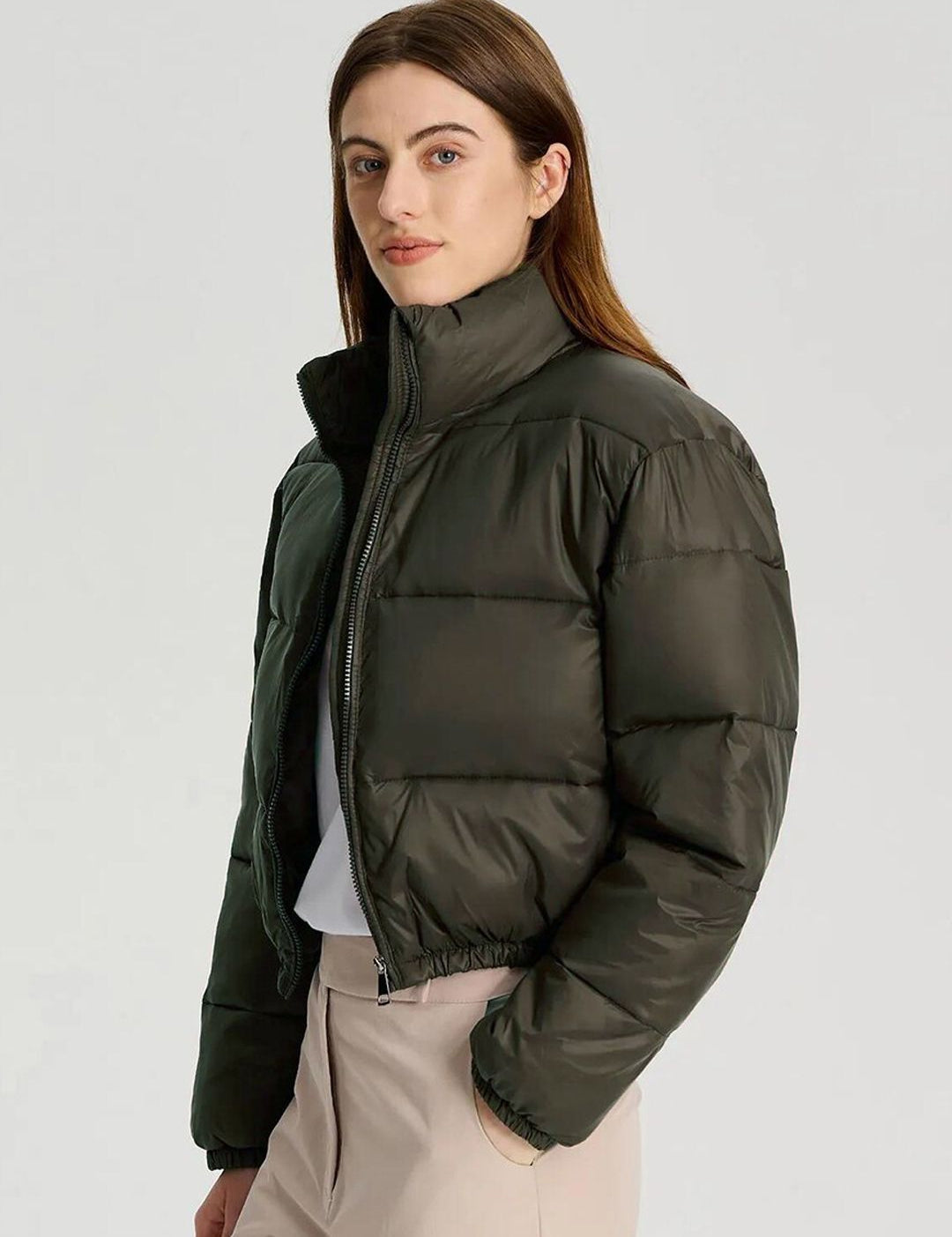 Kotty Mock Collar Crop Puffer Jacket