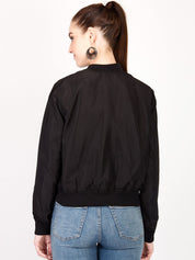 Kotty Women Black Solid Insulator Bomber Jacket
