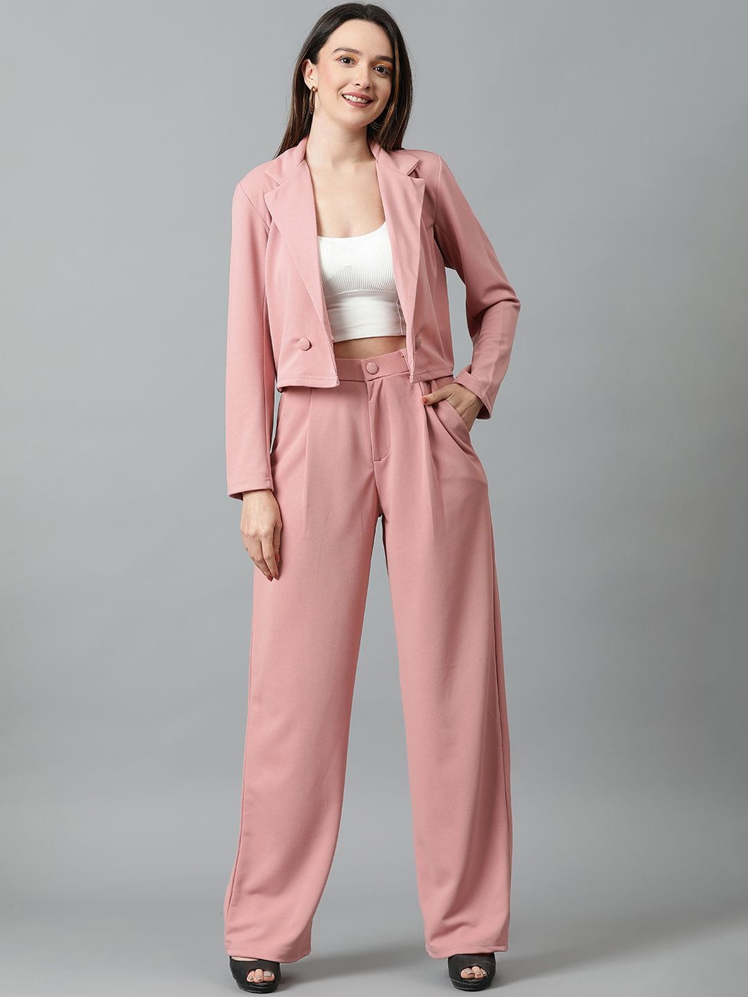 KOTTY BIZwear Basics Notched Lapel Collar Coat With Trousers