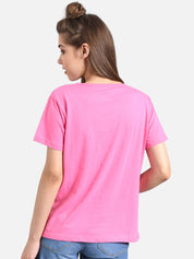 Kotty Women Pink Printed Round Neck T-shirt