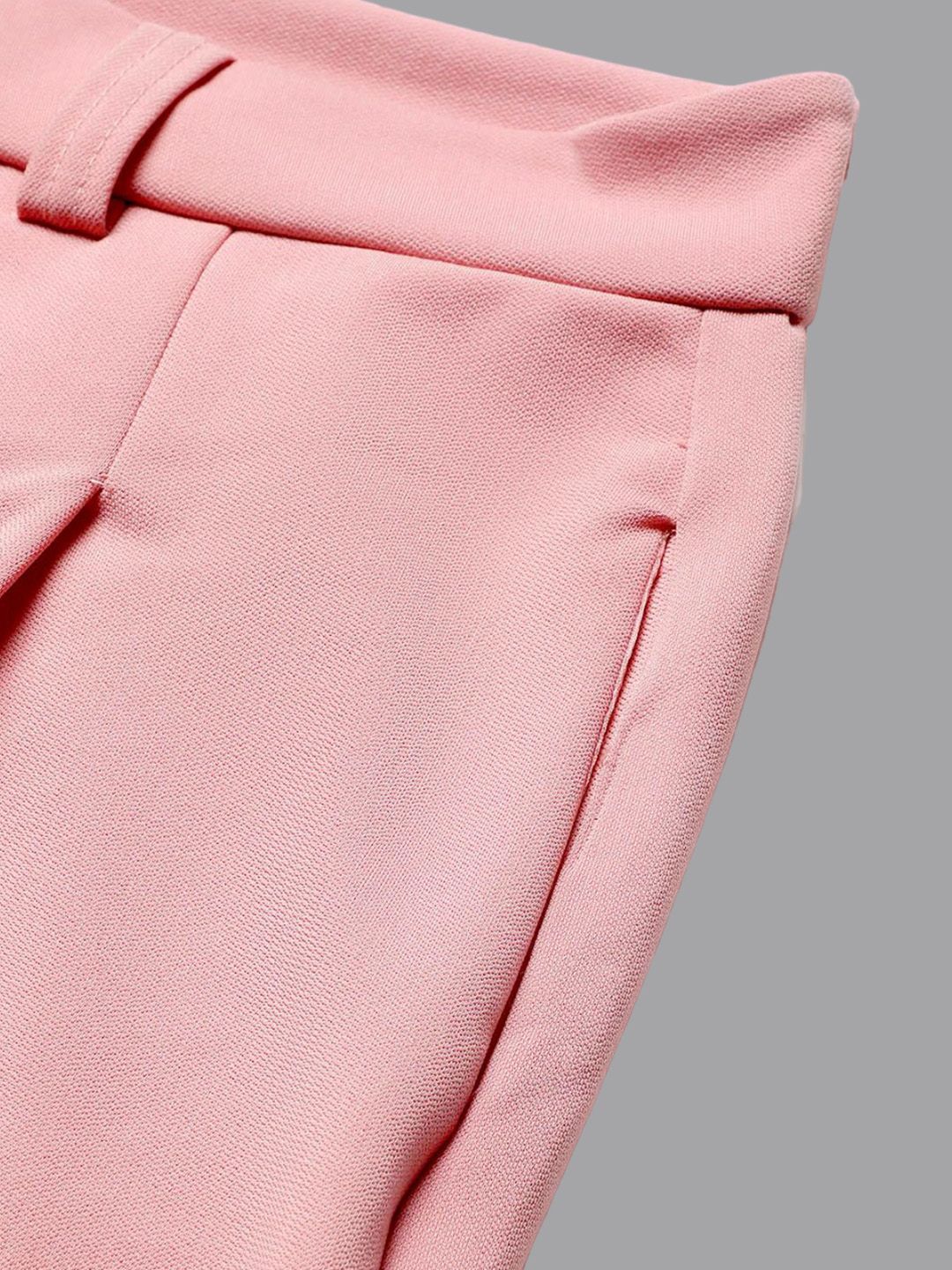 Kotty Women Pink Relaxed Straight Leg Straight Fit High-Rise Easy Wash Pleated Trousers