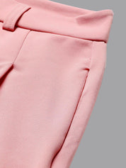Kotty Women Pink Relaxed Straight Leg Straight Fit High-Rise Easy Wash Pleated Trousers