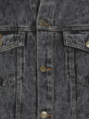 Kotty Men Charcoal Grey Solid Denim Jacket