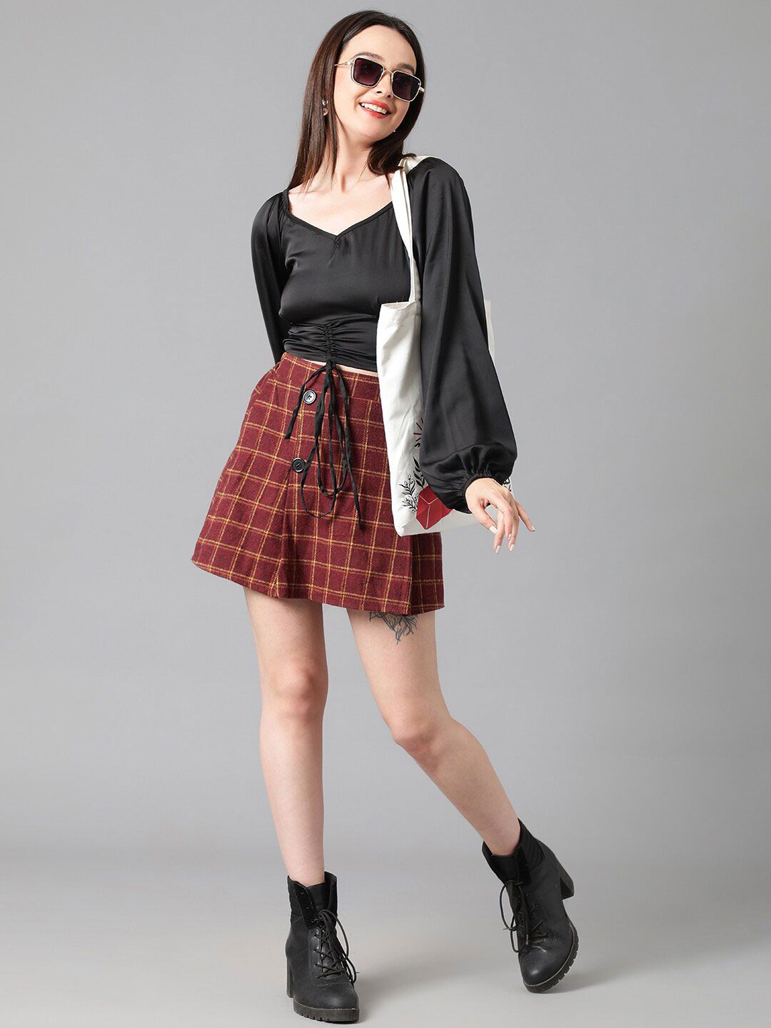 Kotty V-Neck Flared Sleeve Satin Top