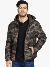 Kotty Men Brown Printed Lightweight Puffer Jacket