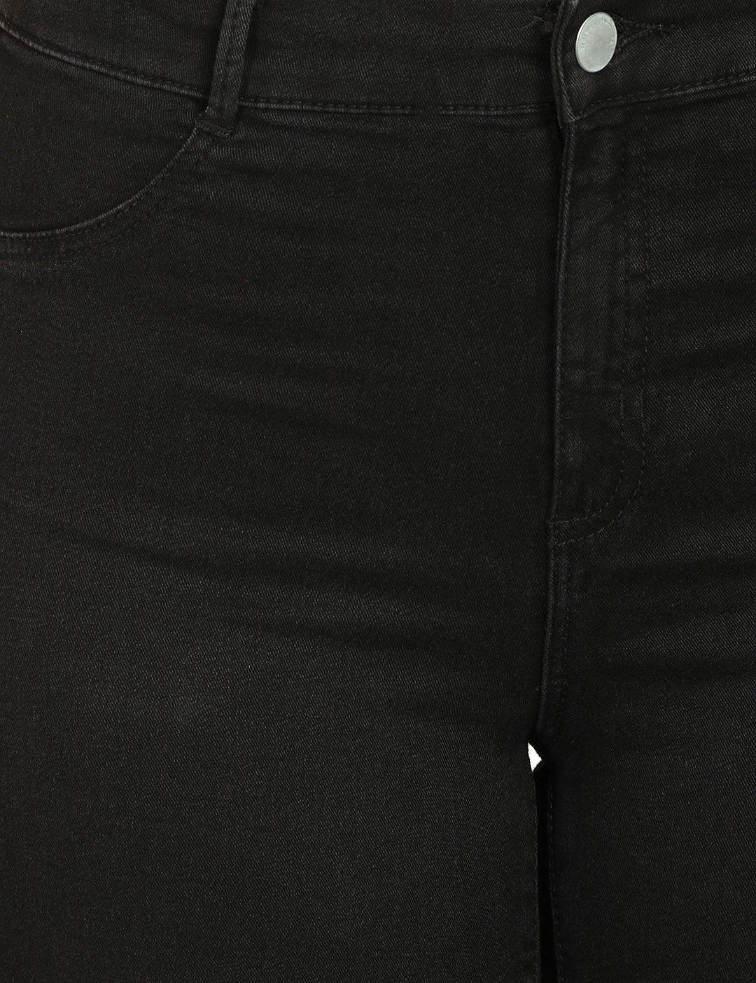 Kotty Women Black Skinny Fit High-Rise Slash Knee Jeans