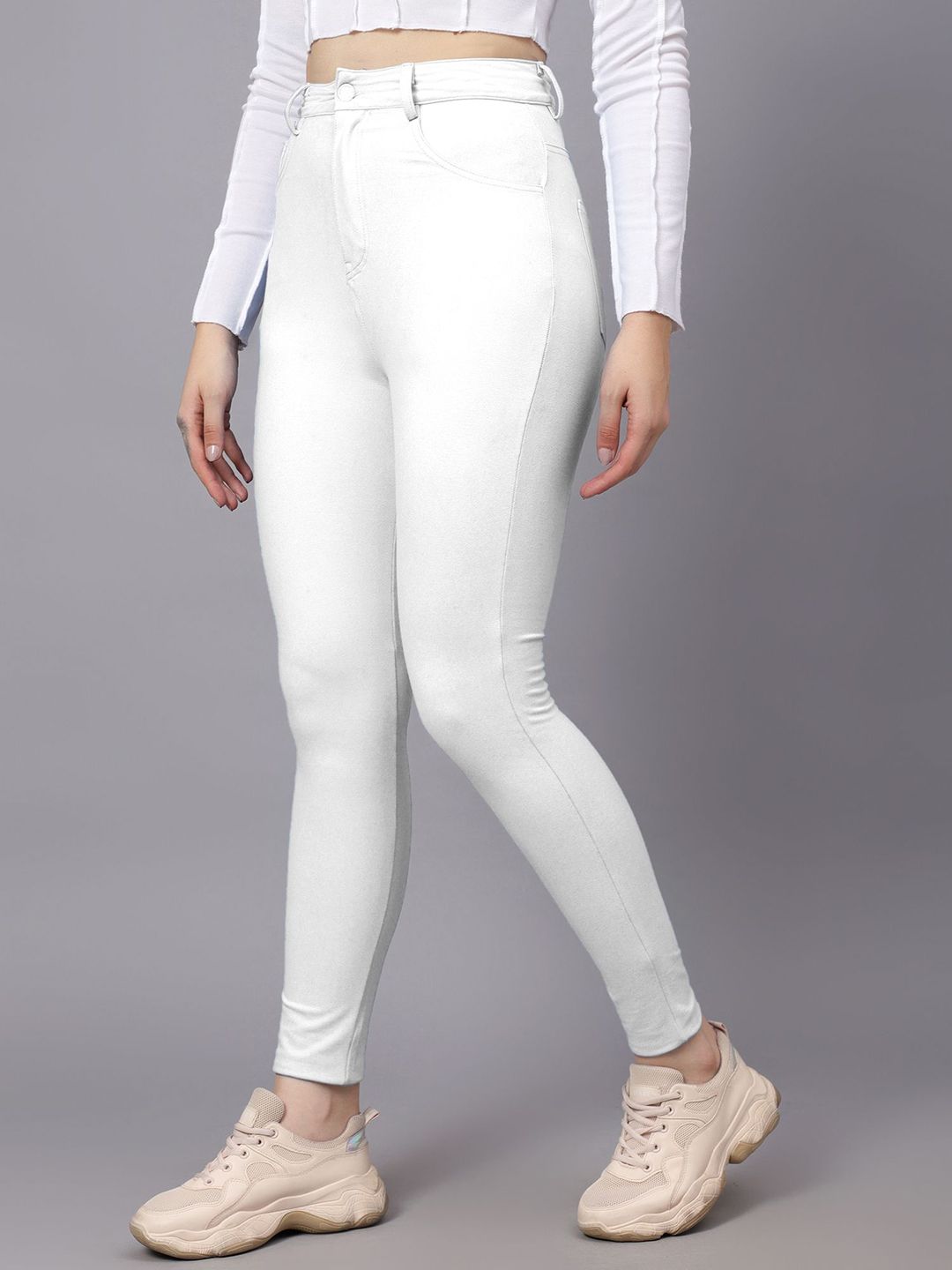 KOTTY Basics Women Skinny Fit High-Rise Slash Jeans