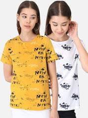 Kotty Women Pack Of 2 Printed Round Neck T-shirt