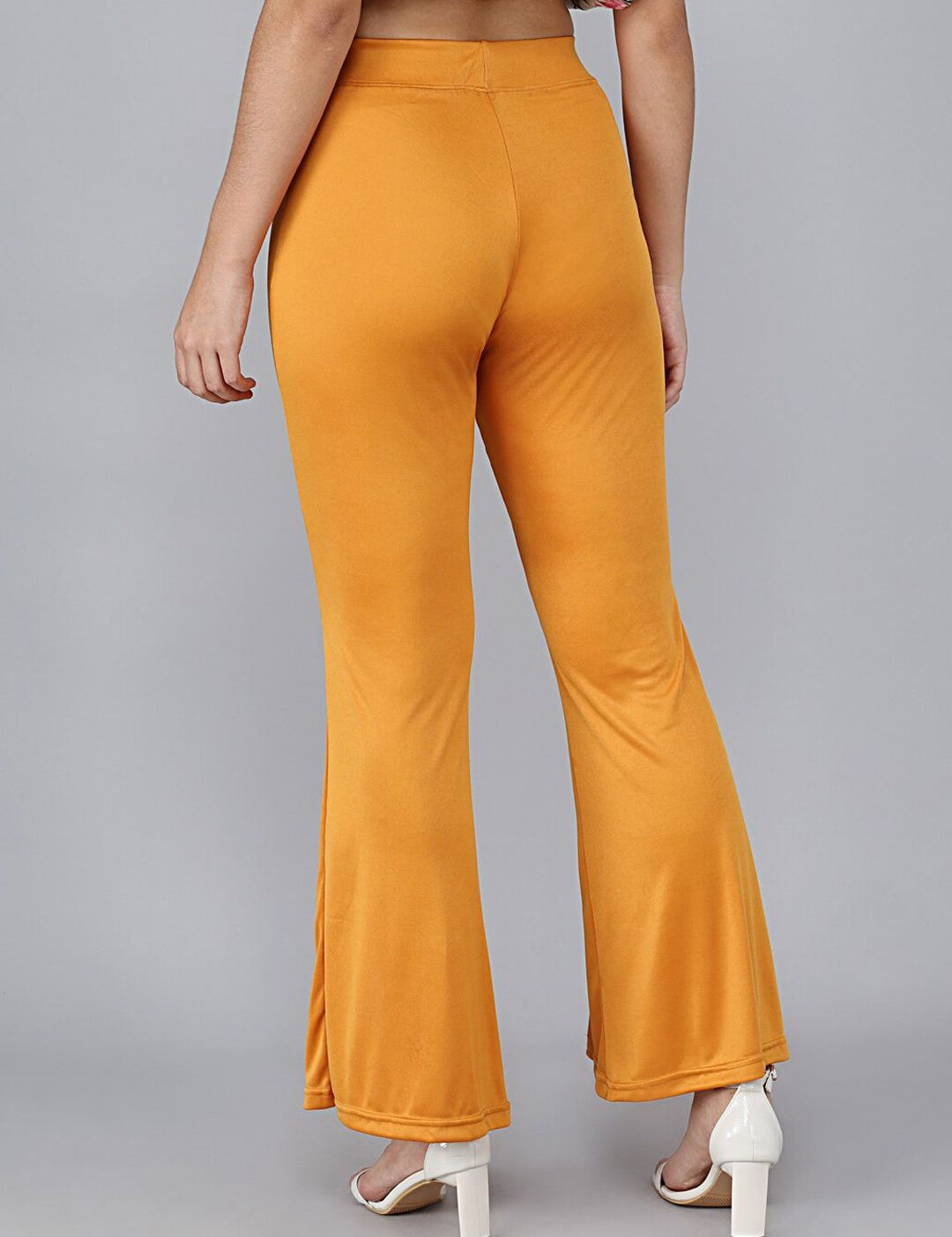 Kotty Women Yellow Flared High-Rise Bootcut Trousers Bootcut Trousers