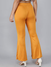 Kotty Women Yellow Flared High-Rise Bootcut Trousers Bootcut Trousers