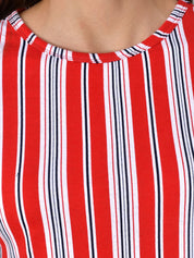 Kotty Women Red & White Striped Night Suit