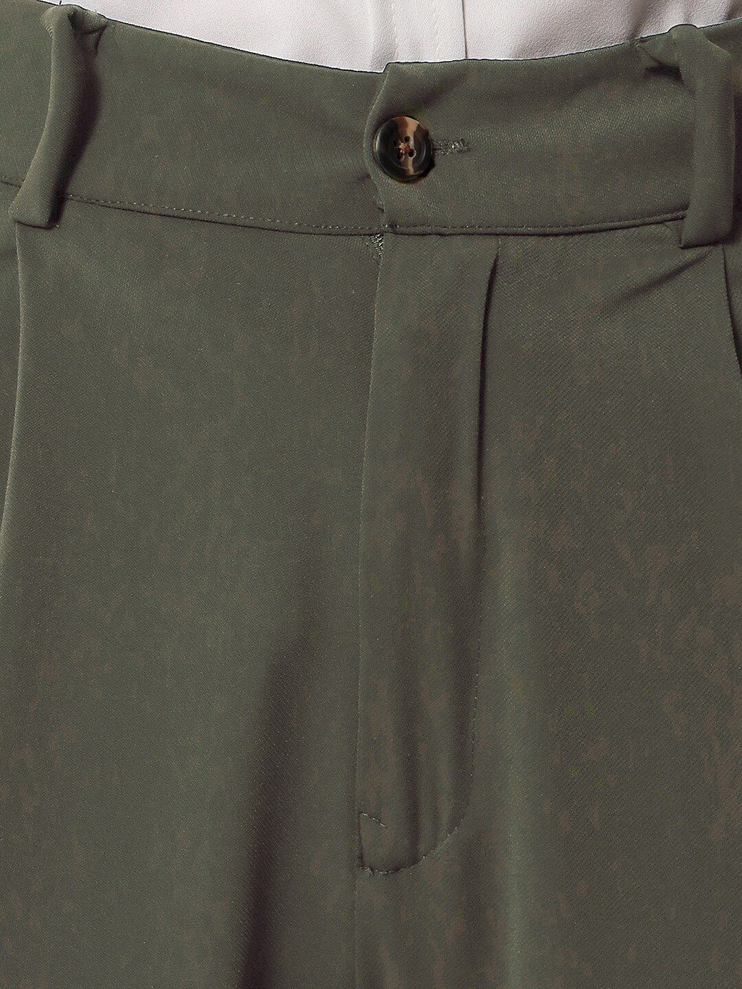 KOTTY BIZwear Women Green Relaxed Straight Leg Straight Fit High-Rise Trousers