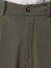 KOTTY BIZwear Women Green Relaxed Straight Leg Straight Fit High-Rise Trousers