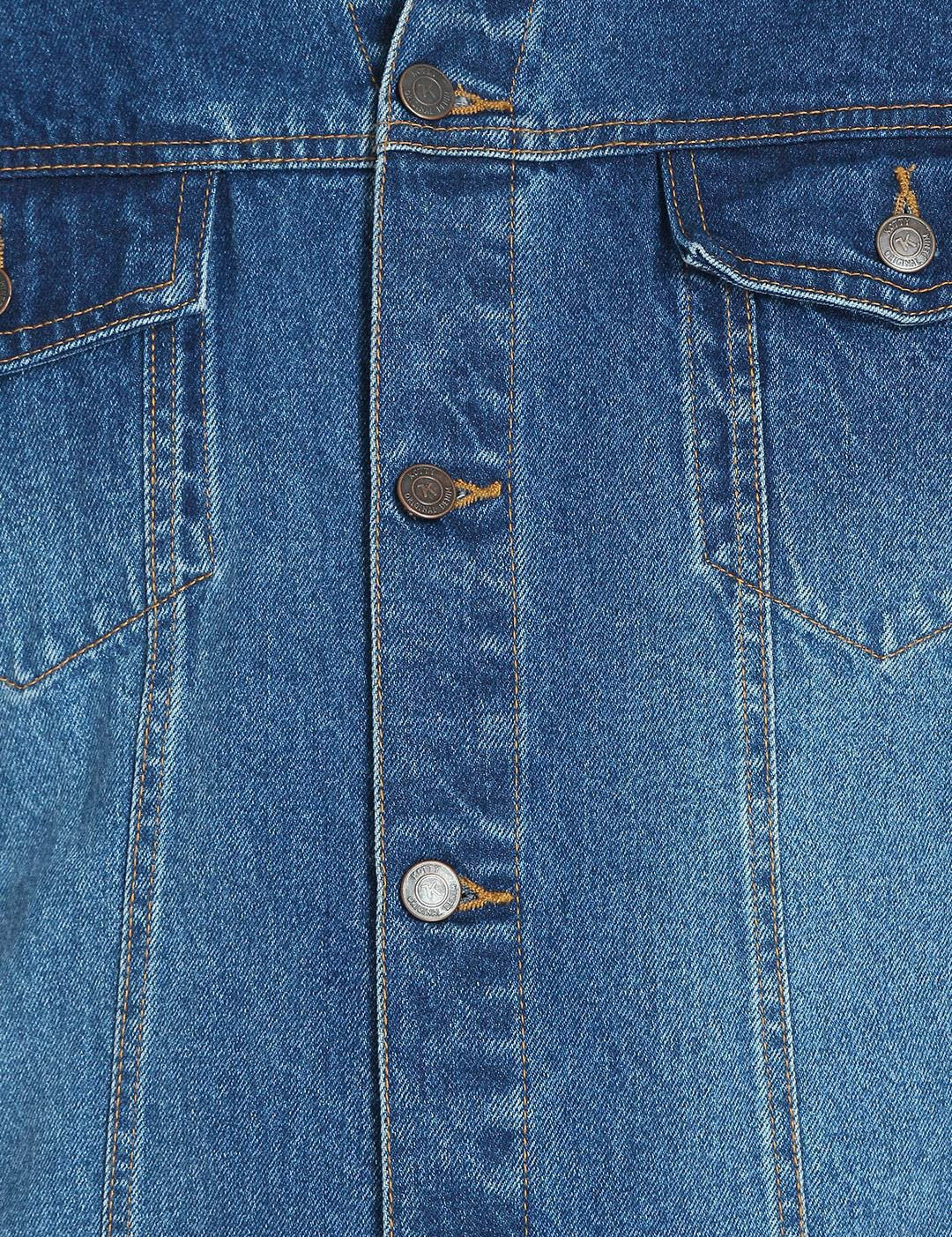 Kotty Men Blue Solid Denim Jacket