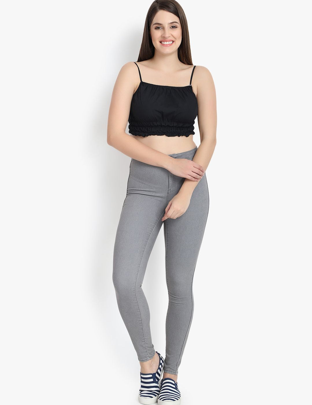 Kotty Women Grey Skinny Fit High-Rise Clean Look Stretchable Jeans