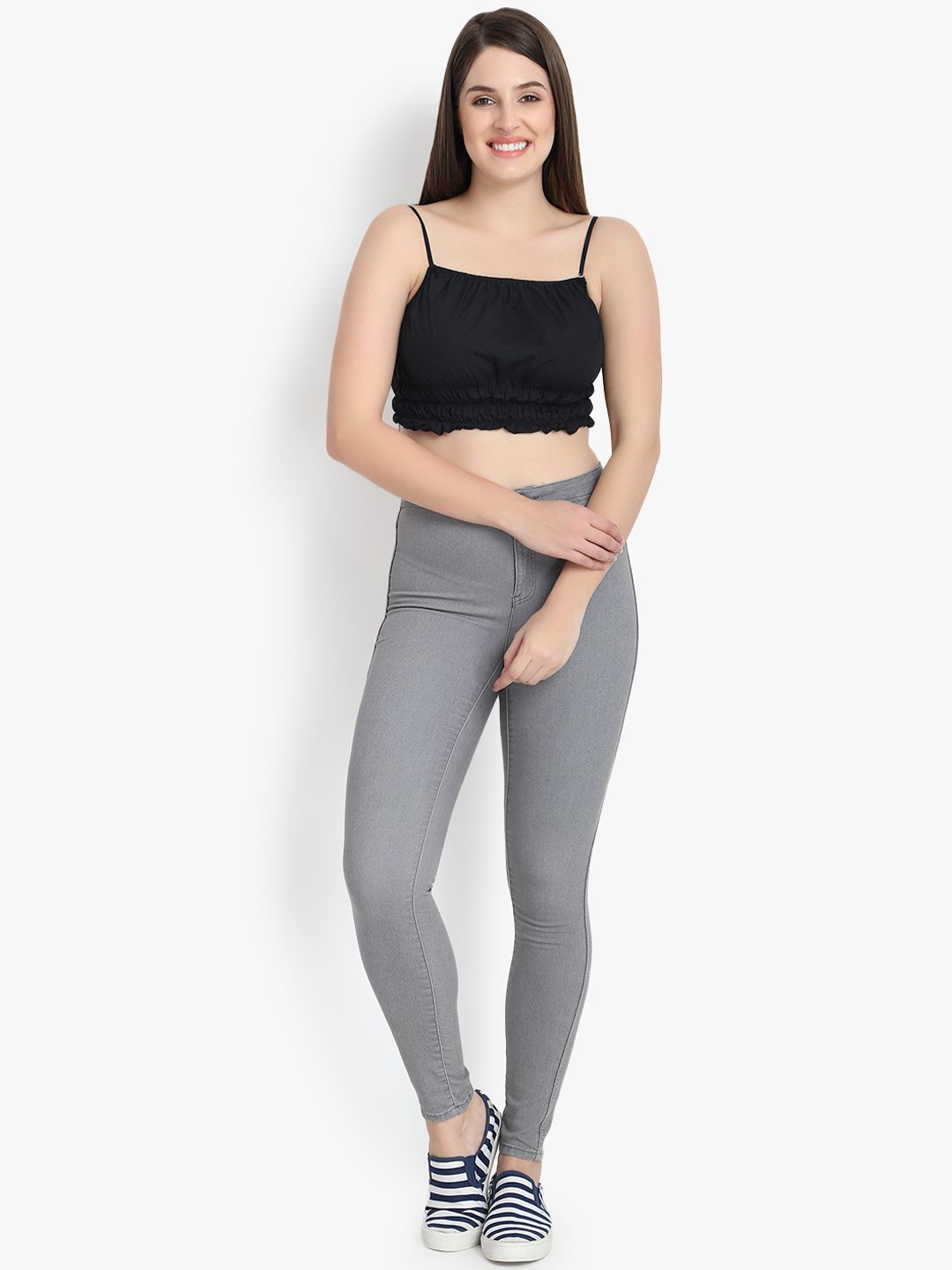 Kotty Women Grey Skinny Fit High-Rise Clean Look Stretchable Jeans