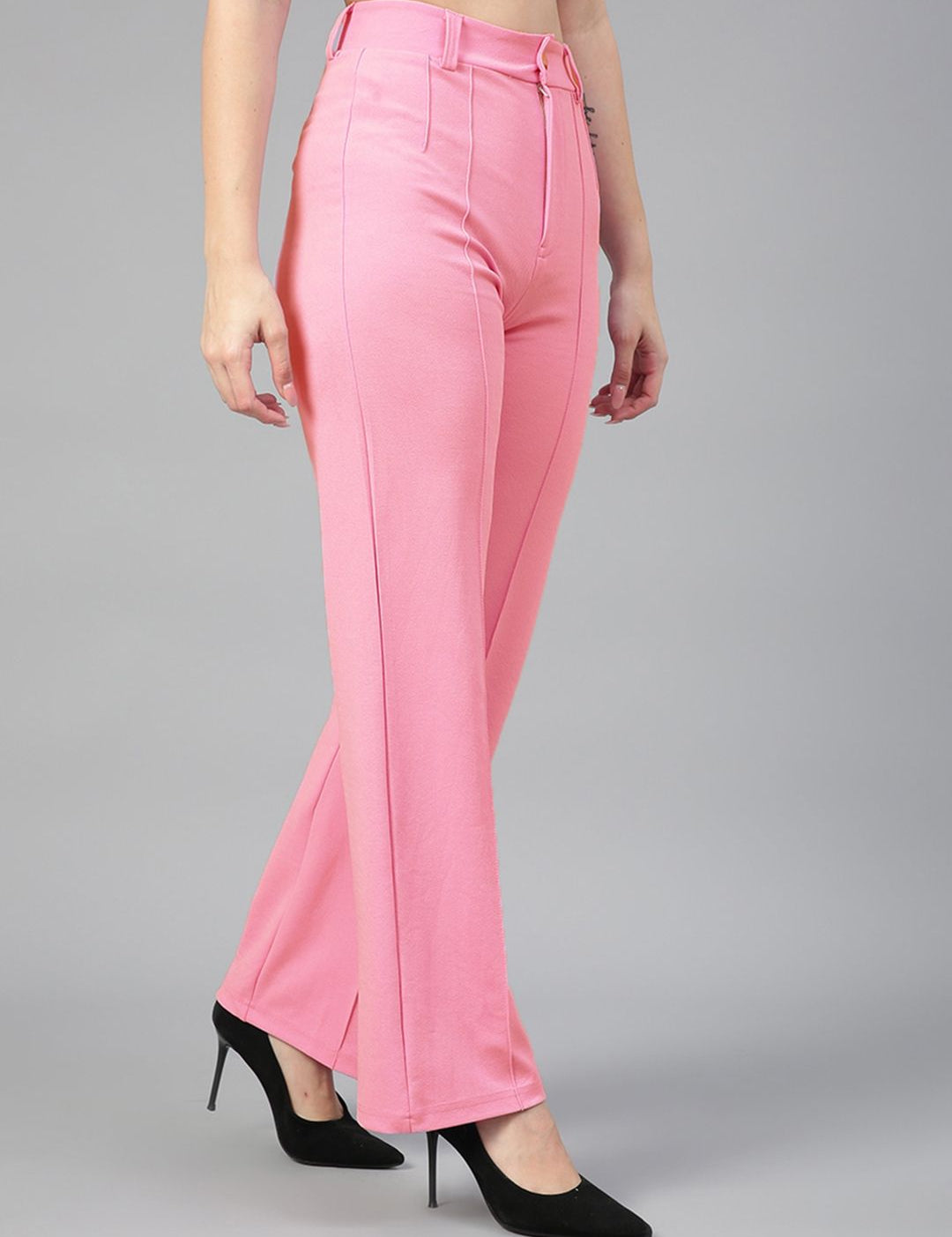 Kotty Women Pack Of 2 Relaxed Straight Leg Fit High-Rise Easy Wash Trousers