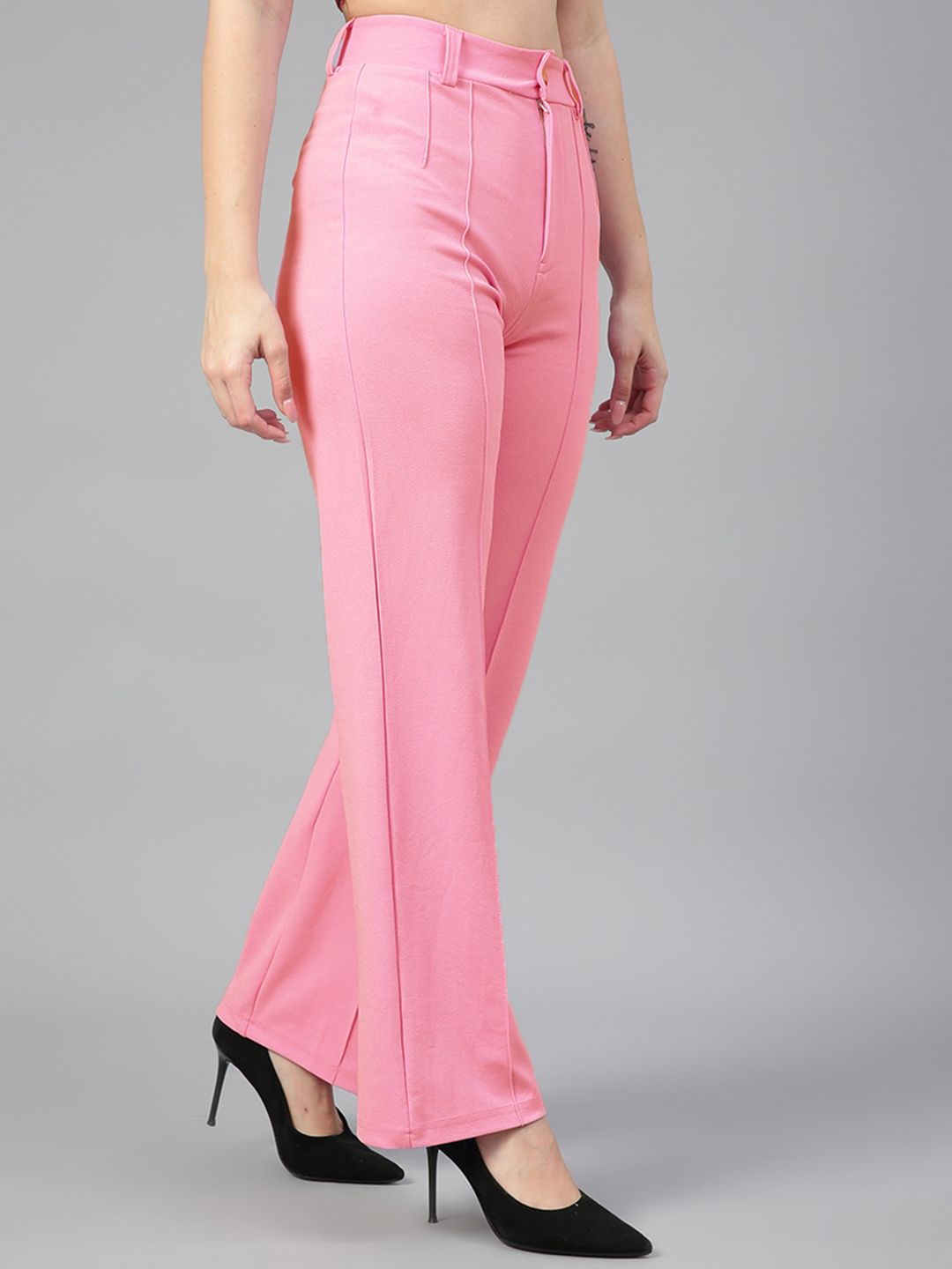 Kotty Women Pack Of 2 Relaxed Straight Leg Fit High-Rise Easy Wash Trousers