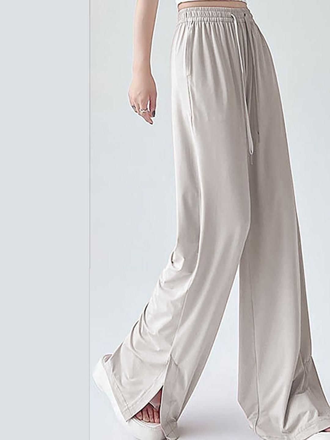 Kotty Women  Wide-Leg High-Rise Side Slits Trouser