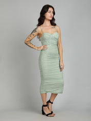 Kotty Women Ruched Bodycon Midi Dress