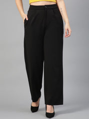 KOTTY BIZwear Women Relaxed Straight Fit High-Rise Easy Wash Parallel Trousers