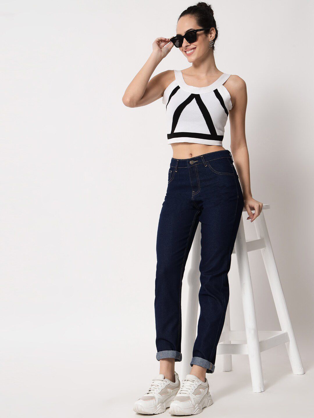 Kotty Women Blue Cotton Slim Fit Jeans