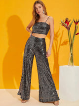 Kotty Women Sequinned Top & Trouser Co-Ord Set