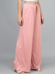 Kotty Women Pink Loose Fit Solid High-Rise Parallel Trousers