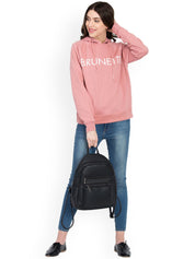 Kotty Women Pink Printed Hooded Sweatshirt