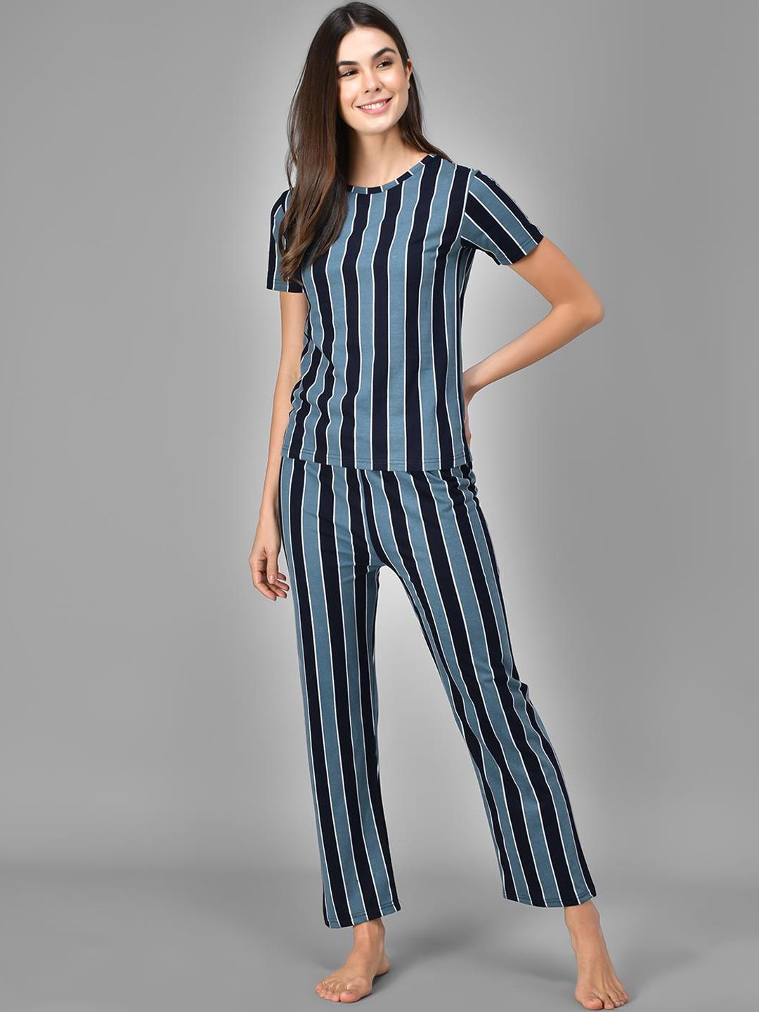 Kotty Women Striped Pure Cotton Lounge Pants
