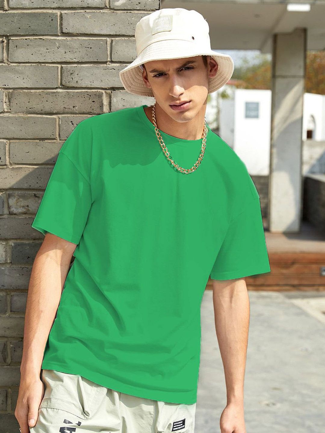 Kotty Green Regular Fit Cotton Casual T-Shirt