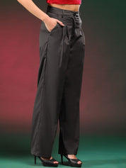 Stylecast X KOTTY BIZwear Women Relaxed Straight Leg Fit High-Rise Pleated Parallel Trouser