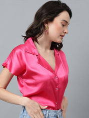 Kotty Pink Cuban Collar Casual Shirt