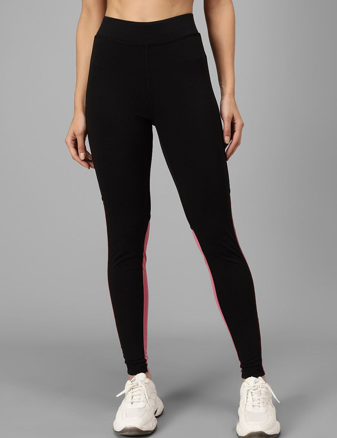 Kotty Women Black & Pink Colourblocked Tights