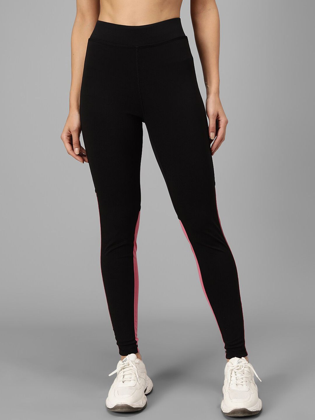 Kotty Women Black & Pink Colourblocked Tights