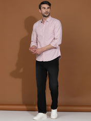 Kotty White & Red New Gingham Checks Printed Spread Collar Casual Shirt